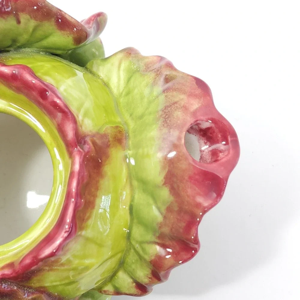 Rare VTG‎ Red Leaf Lettuce Kale Shaped Teapot by Jay Willfred for Andrea Sadek